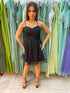 VESTIDO DE ALCINHA ACINTURADO PETRA FINA PRETO P